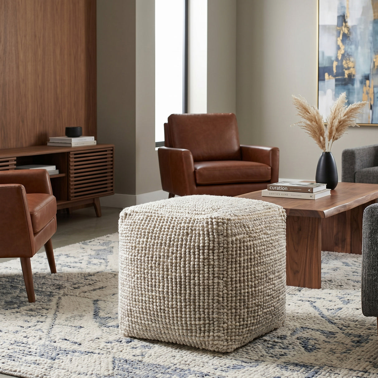   Modern European furniture - Gray Woven Cube Outdoor Pouf - www.oroa.com | Oroa.com