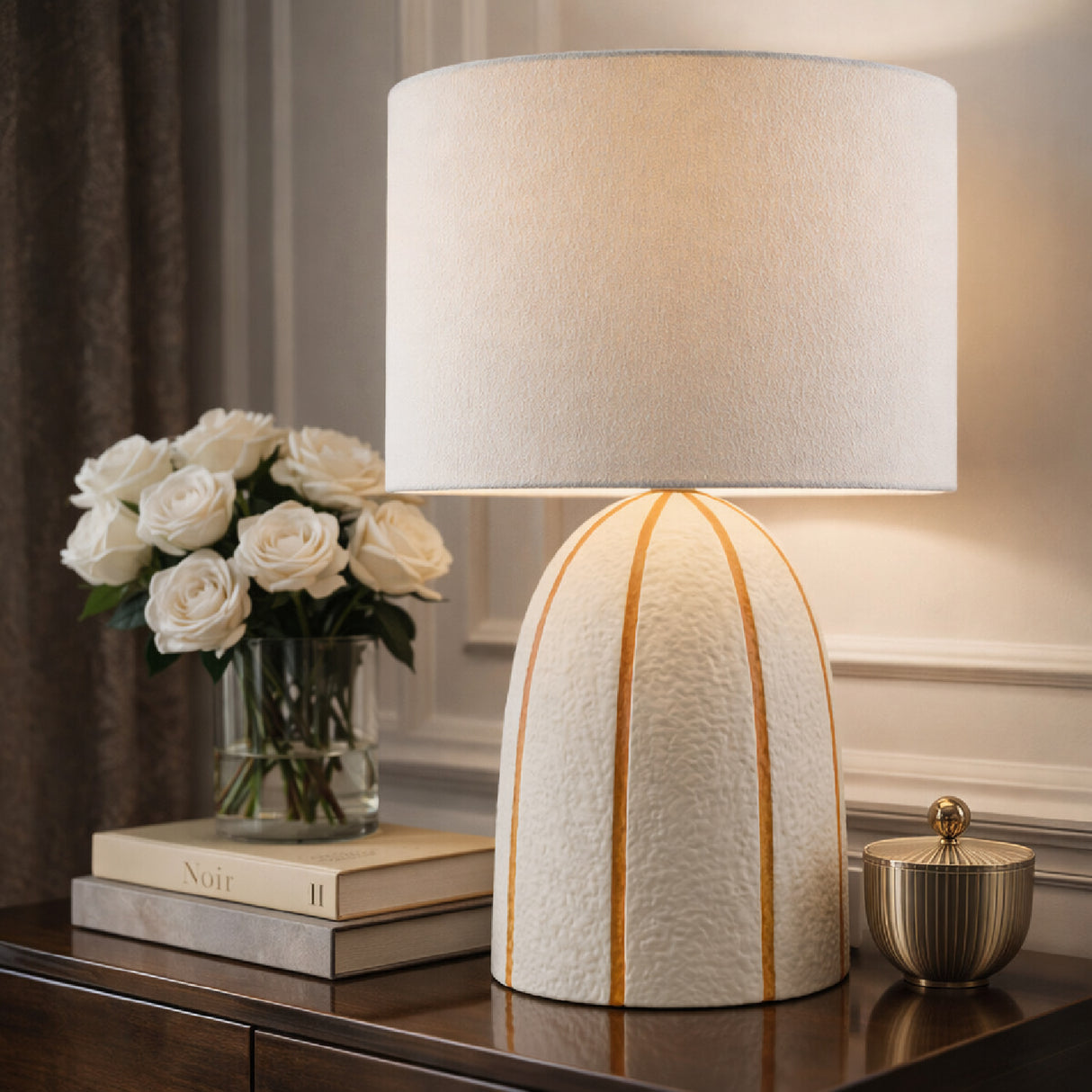   Modern European furniture - Vertical Lined Ceramic Table Lamp - www.oroa.com | Oroa.com