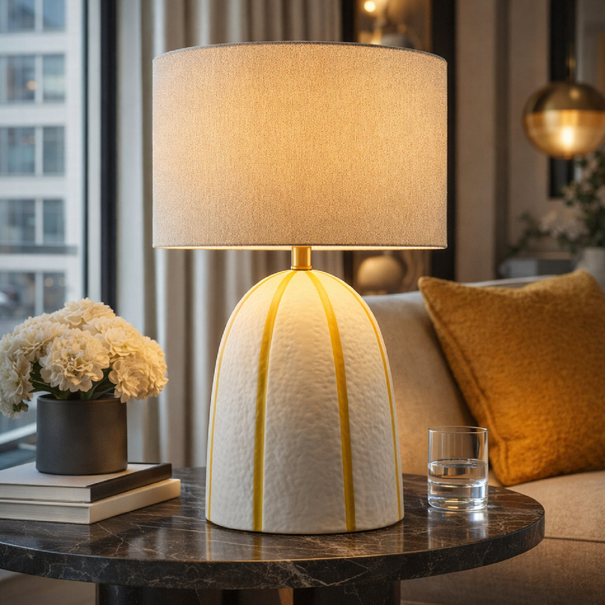   Modern European furniture - Vertical Lined Ceramic Table Lamp - www.oroa.com | Oroa.com