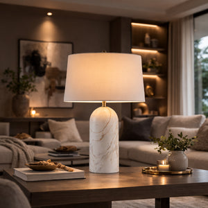   Modern European furniture - Cream Linen Marble Table Lamp - www.oroa.com | Oroa.com