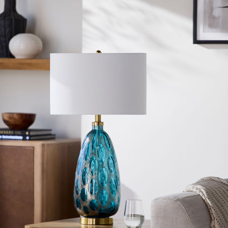   Modern European furniture - Hand-painted Blue Glass Table Lamp - www.oroa.com | Oroa.com