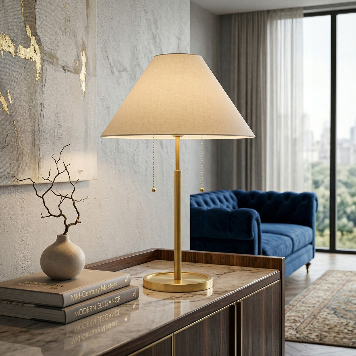   Modern European furniture - White Linen Gold Table Lamp - www.oroa.com | Oroa.com