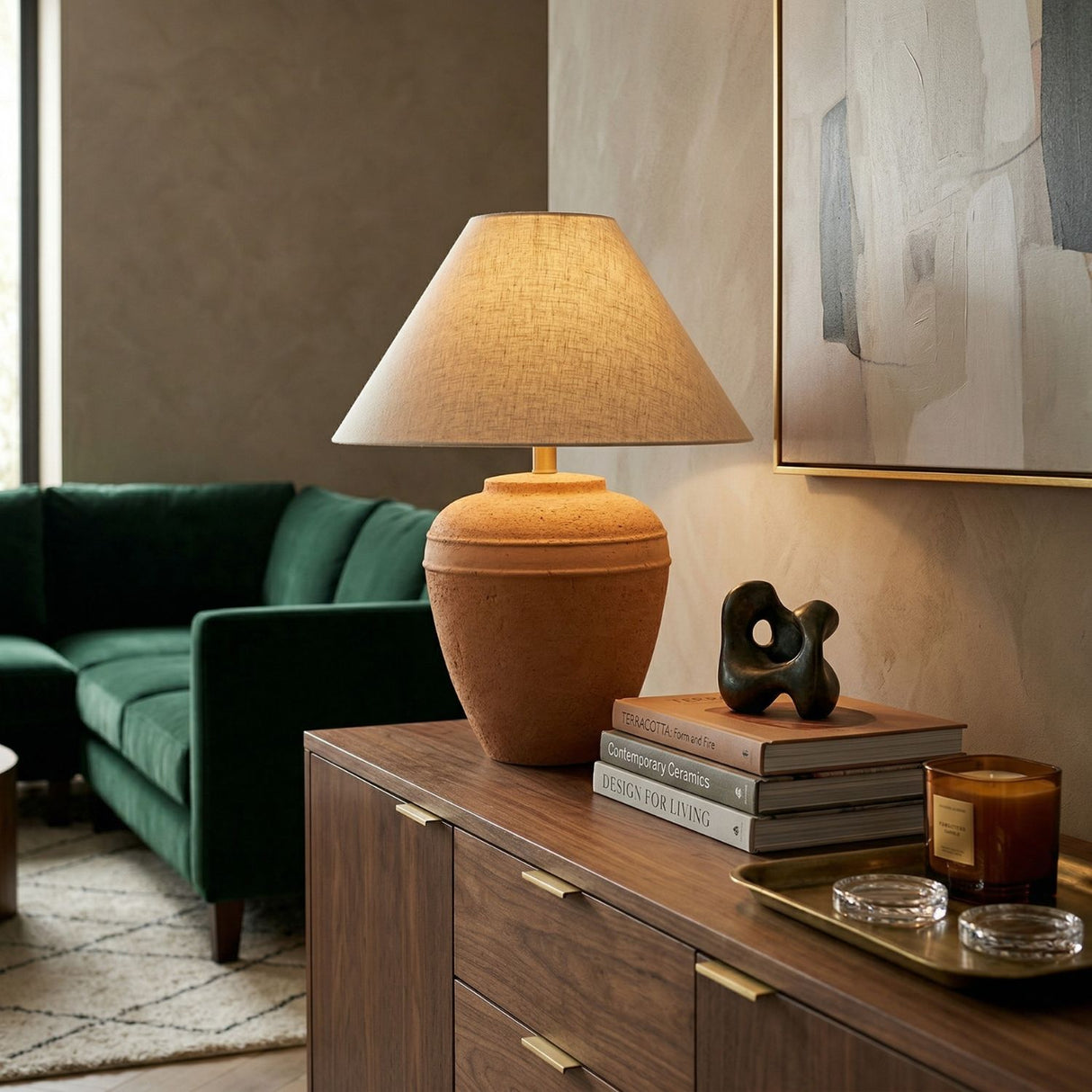   Modern European furniture - Glazed Brown Ceramic Table Lamp - www.oroa.com | Oroa.com