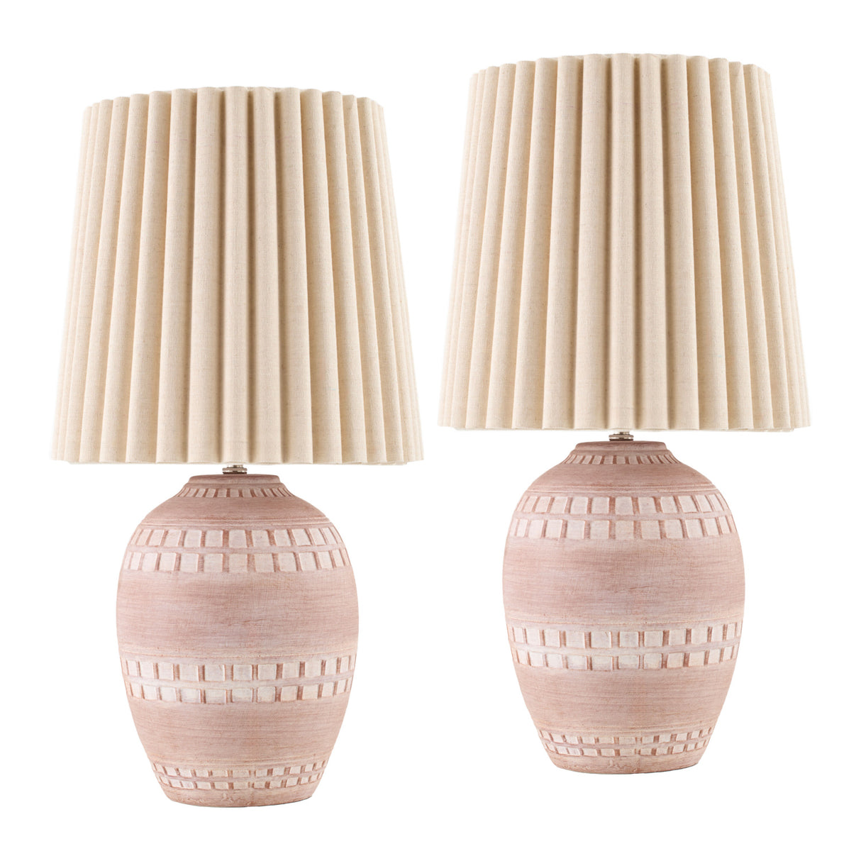   Modern European furniture - Ceramic Fluted Linen Table Lamps (2) - www.oroa.com | Oroa.com