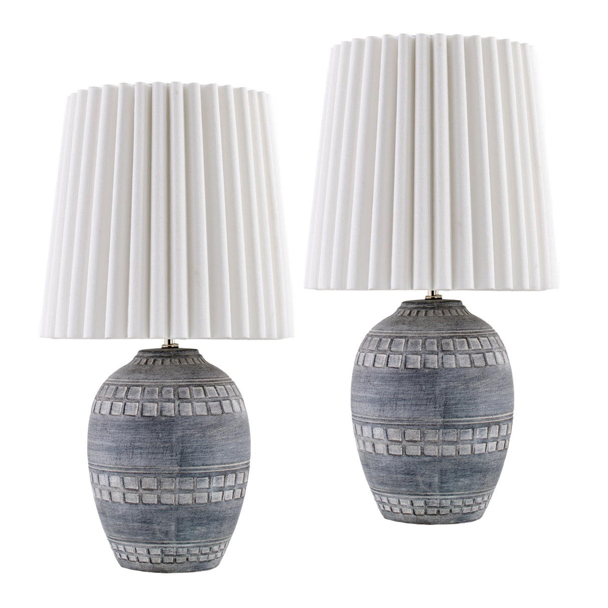   Modern European furniture - Ceramic Fluted Linen Table Lamps (2) - www.oroa.com | Oroa.com