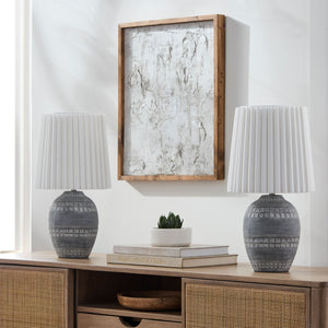   Modern European furniture - Ceramic Fluted Linen Table Lamps (2) - www.oroa.com | Oroa.com