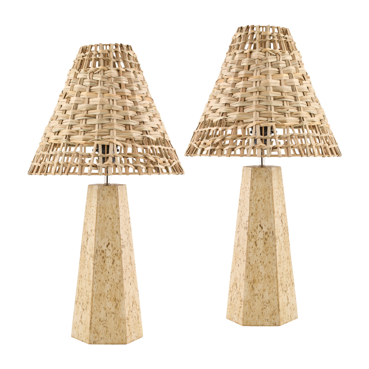   Modern European furniture - Braided Rattan Travertine Table Lamp - www.oroa.com | Oroa.com