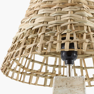   Modern European furniture - Braided Rattan Travertine Table Lamp - www.oroa.com | Oroa.com
