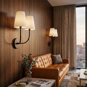   Modern European furniture - White Cotton 2-Light Wall Lamp  - www.oroa.com | Oroa.com