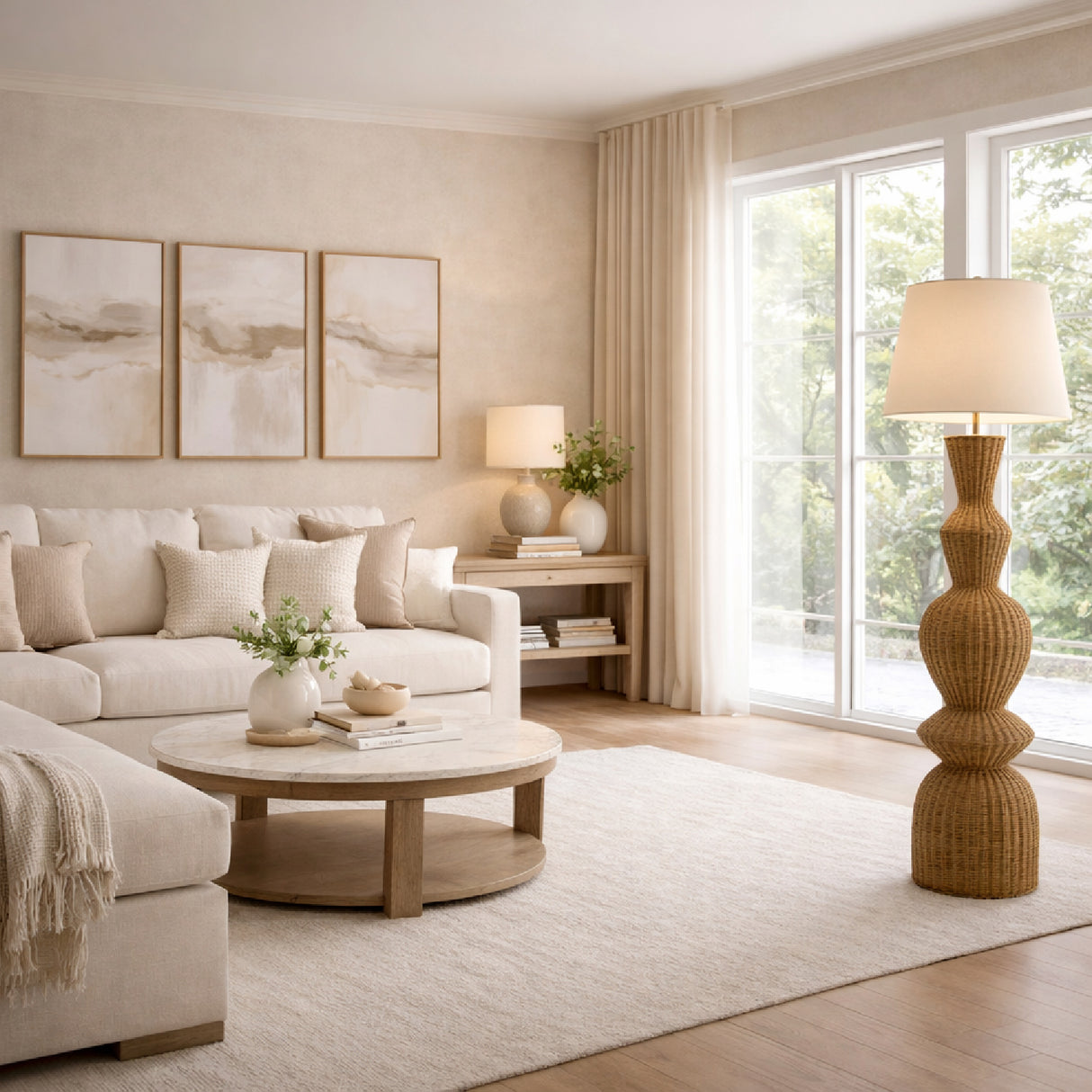   Modern European furniture - Geometrical Rattan Layer Floor Lamp - www.oroa.com | Oroa.com
