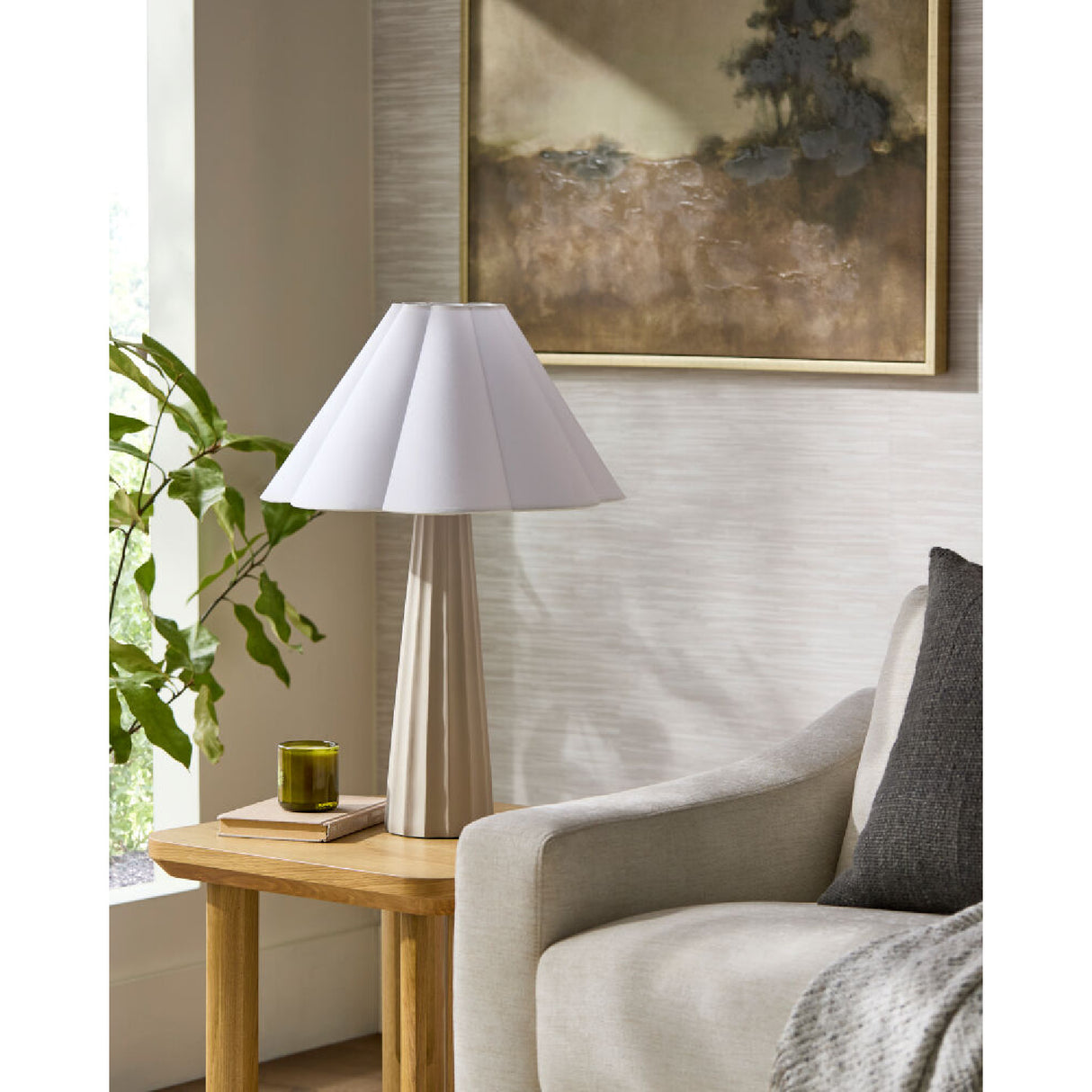   Modern European furniture - Scalloped White Cotton Table Lamp - www.oroa.com | Oroa.com