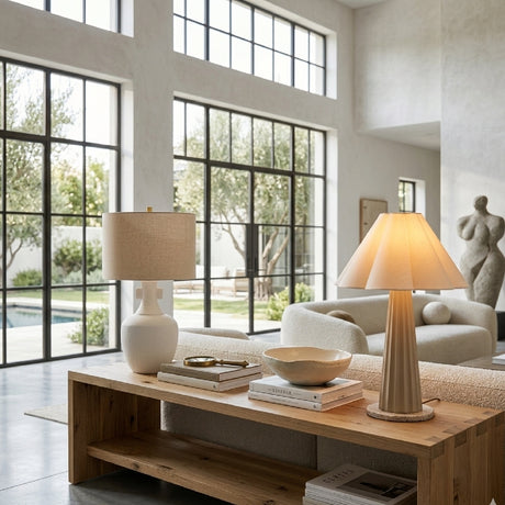   Modern European furniture - Scalloped White Cotton Table Lamp - www.oroa.com | Oroa.com