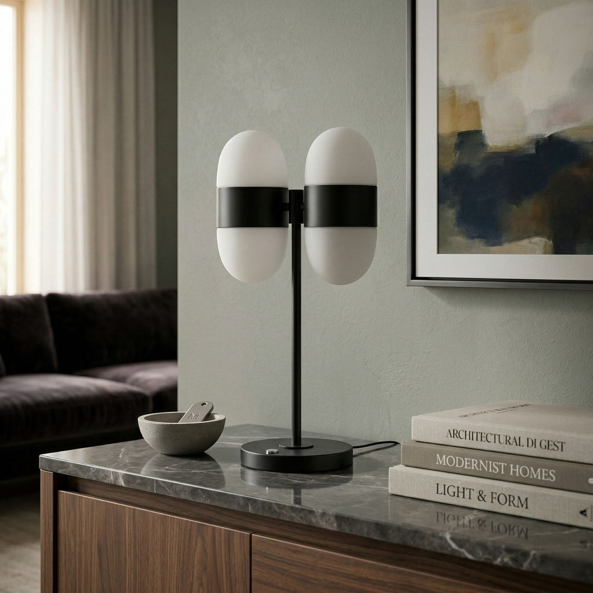   Modern European furniture - Dual White Glass Table Lamp - www.oroa.com | Oroa.com
