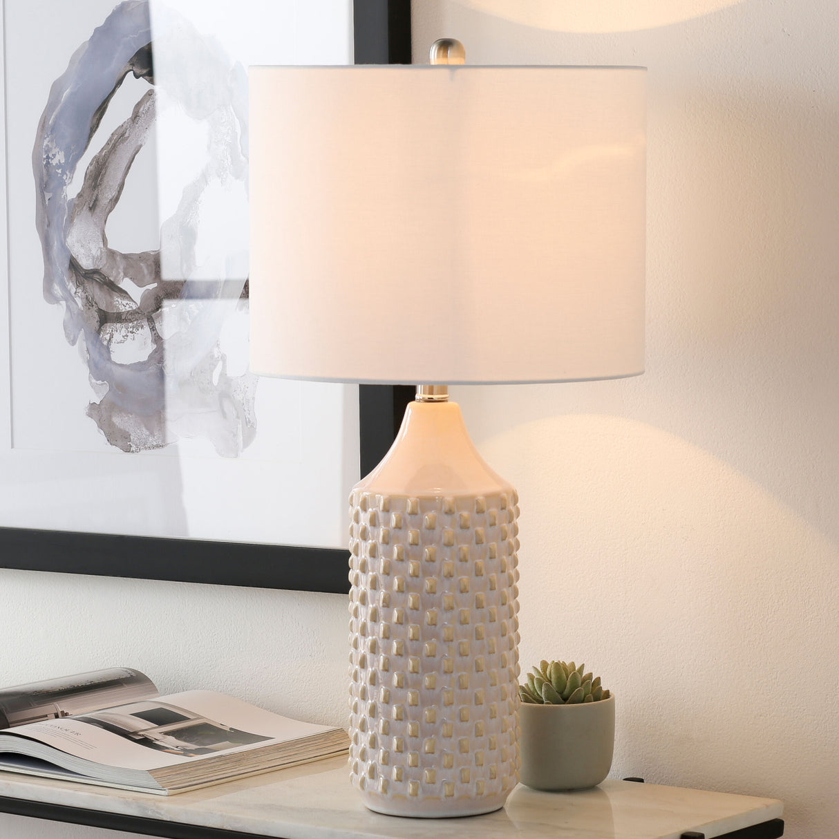   Modern European furniture - White Ceramic Linen Table Lamp - www.oroa.com | Oroa.com