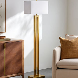   Modern European furniture - White Linen Gold Floor Lamp - www.oroa.com | Oroa.com