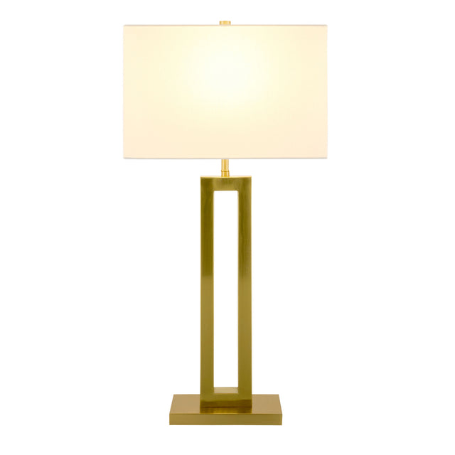 Modern European furniture - White Linen Gold Table Lamp - www.oroa.com