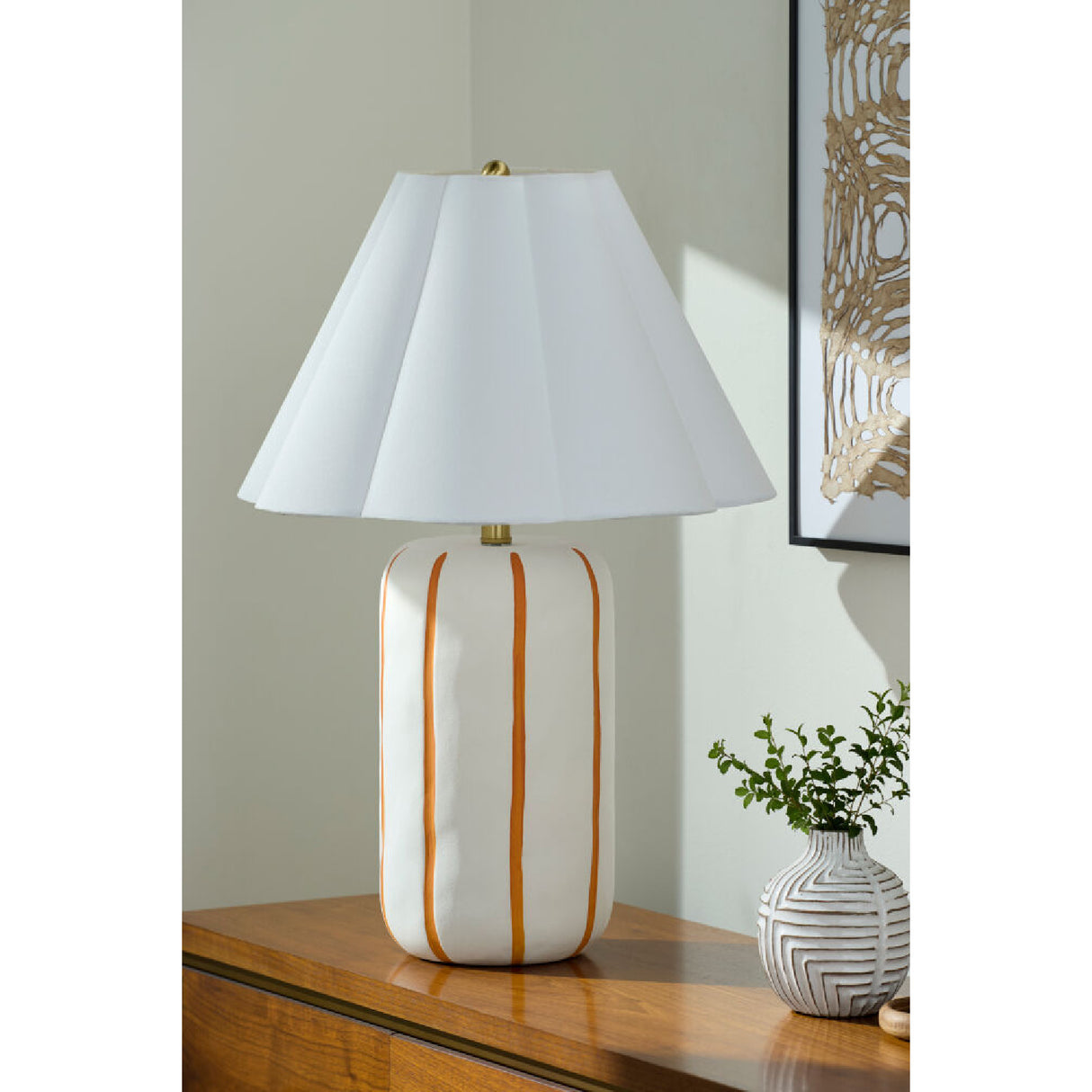   Modern European furniture - Scalloped White Linen Table Lamp - www.oroa.com | Oroa.com