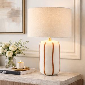   Modern European furniture - Lined Ceramic Linen Table Lamp - www.oroa.com | Oroa.com