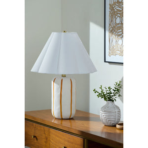   Modern European furniture - Ceramic Scalloped Linen Table Lamp - www.oroa.com | Oroa.com