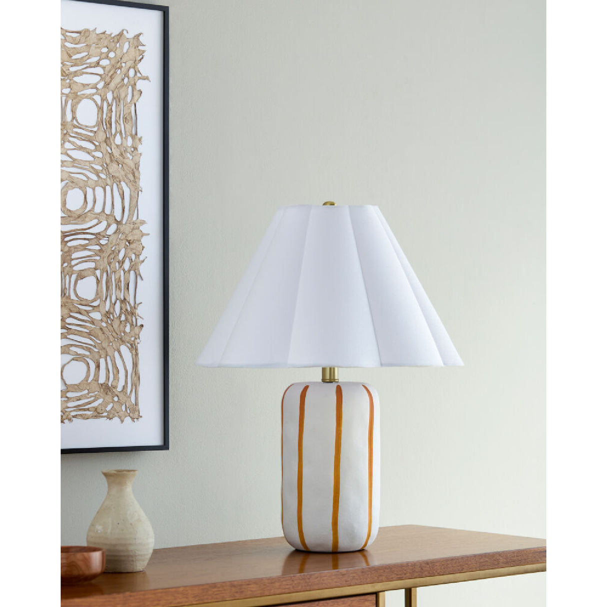   Modern European furniture - Ceramic Scalloped Linen Table Lamp - www.oroa.com | Oroa.com