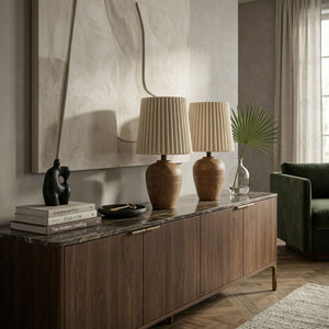   Modern European furniture - Fluted Linen Table Lamp Set (2) - www.oroa.com | Oroa.com