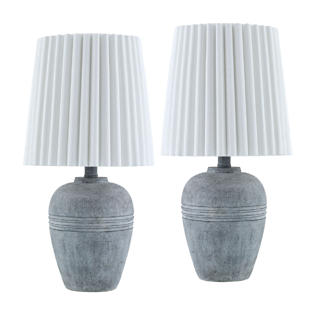   Modern European furniture - Fluted Linen Table Lamp Set (2) - www.oroa.com | Oroa.com