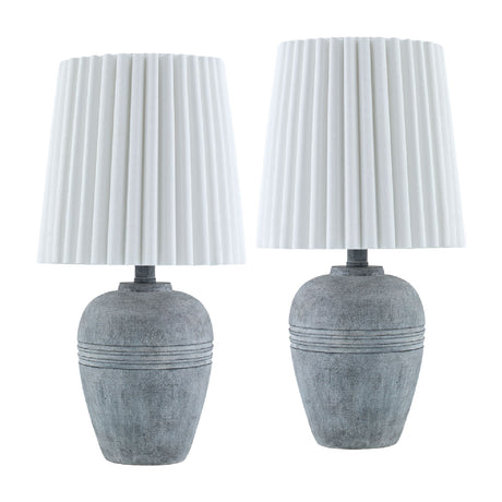   Modern European furniture - Fluted Linen Table Lamp Set (2) - www.oroa.com | Oroa.com