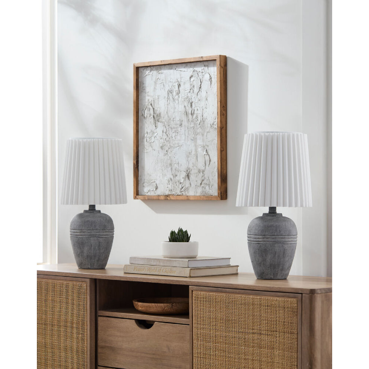   Modern European furniture - Fluted Linen Table Lamp Set (2) - www.oroa.com | Oroa.com