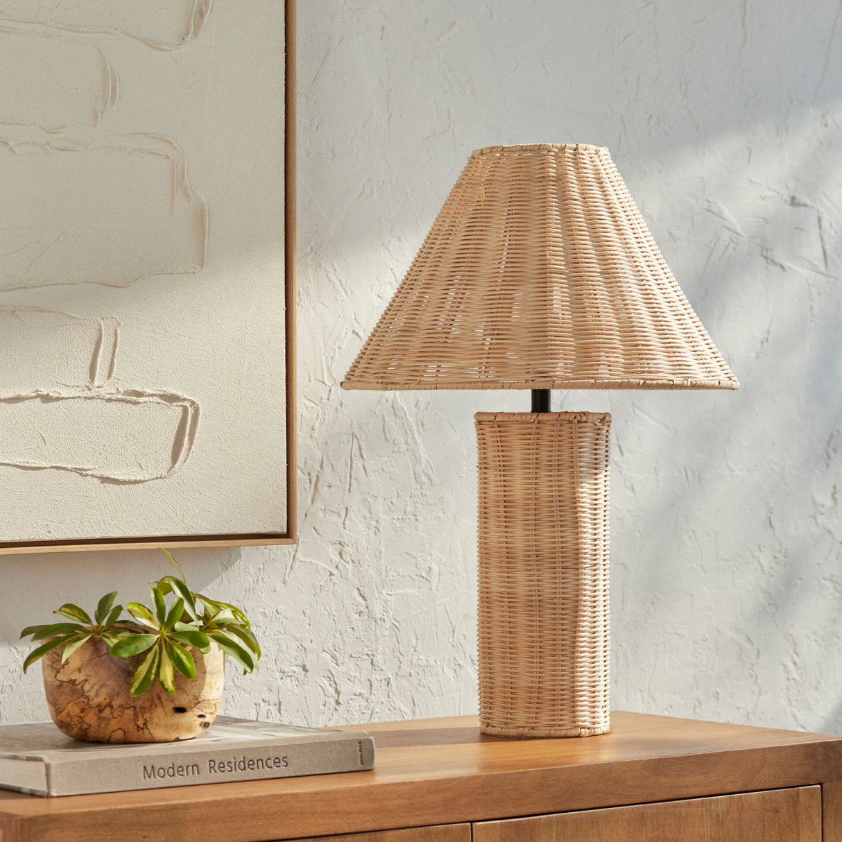   Modern European furniture - Beige Rattan Accent Table Lamp - www.oroa.com | Oroa.com