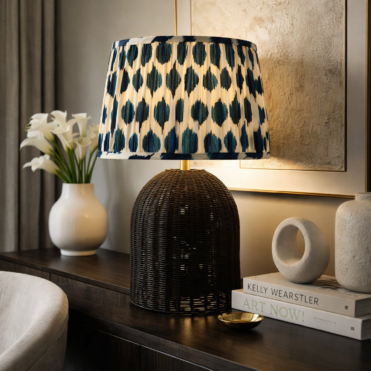   Modern European furniture - Blue Patterned Fabric Table Lamp - www.oroa.com | Oroa.com