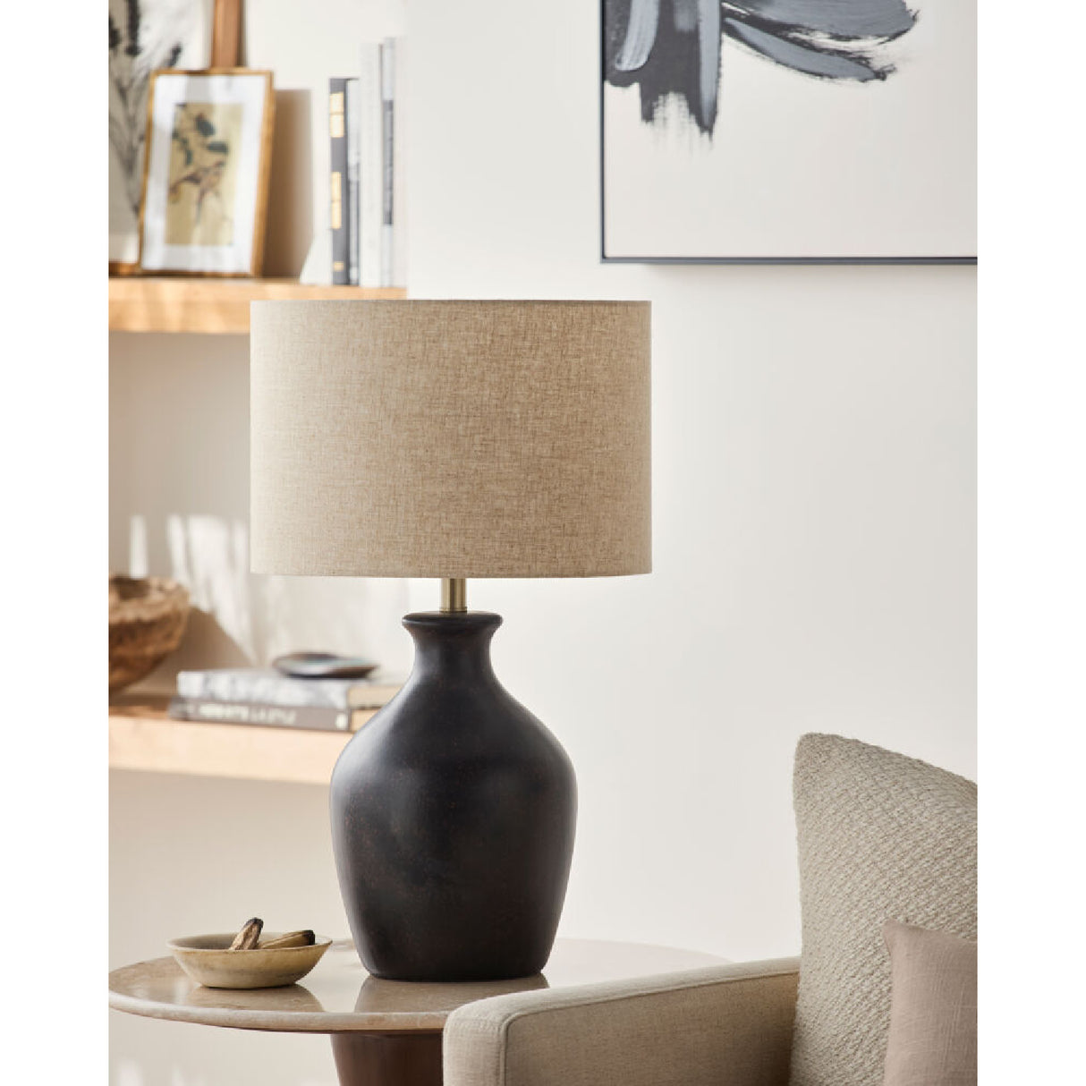   Modern European furniture - Linen Drum Shade Table Lamp - www.oroa.com | Oroa.com