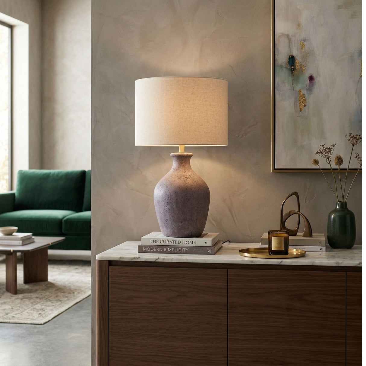   Modern European furniture - Linen Drum Shade Table Lamp - www.oroa.com | Oroa.com