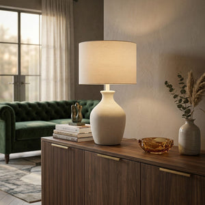   Modern European furniture - Linen Drum Shade Table Lamp - www.oroa.com | Oroa.com