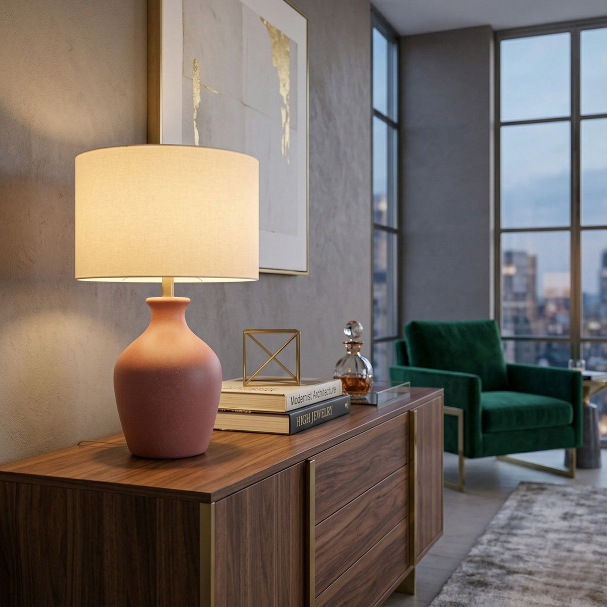   Modern European furniture - Linen Drum Shade Table Lamp - www.oroa.com | Oroa.com