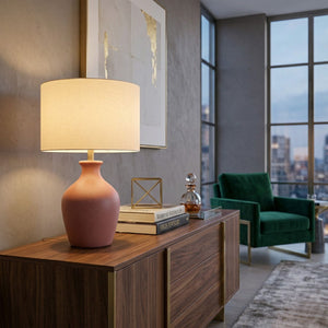   Modern European furniture - Linen Drum Shade Table Lamp - www.oroa.com | Oroa.com