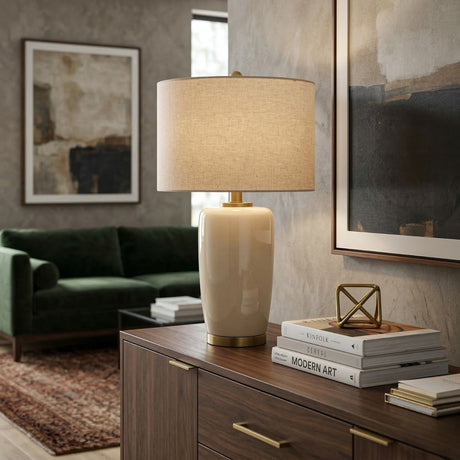   Modern European furniture - Glazed Ceramic Linen Table Lamp - www.oroa.com | Oroa.com