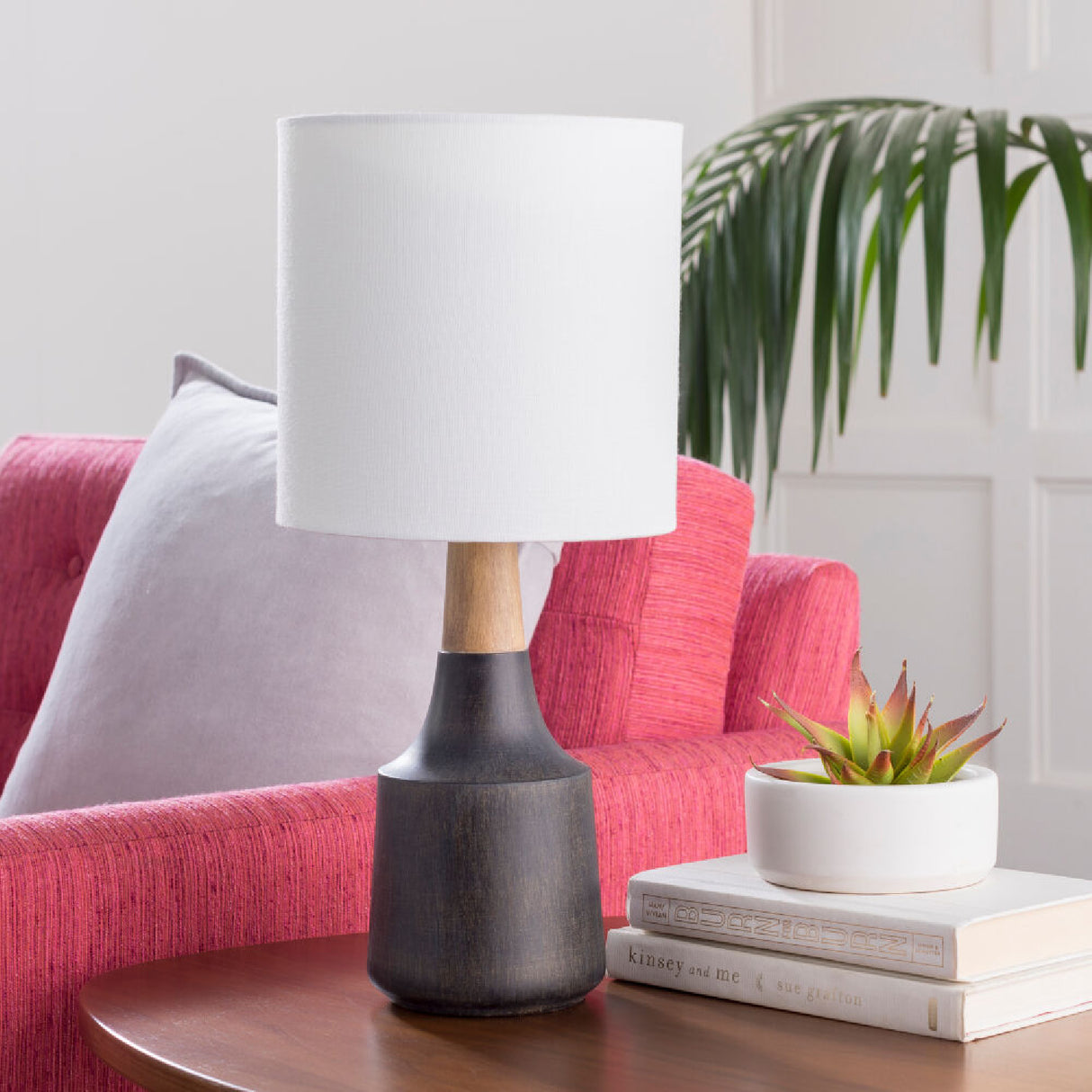   Modern European furniture - Drum Linen Shade Table Lamp - www.oroa.com | Oroa.com