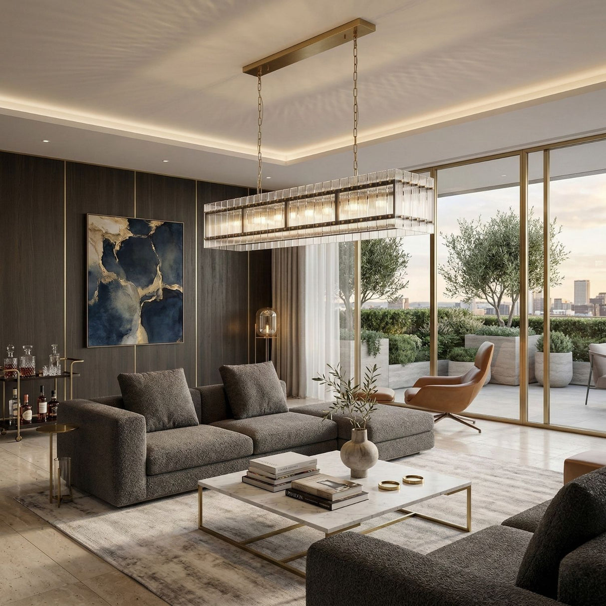  Modern European furniture - Glass Panels 10-Light Chandelier - www.oroa.com | Oroa.com