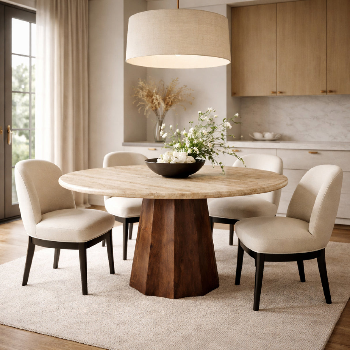   Modern furniture - Round Travertine Dining Table - www.oroa.com | Oroa.com
