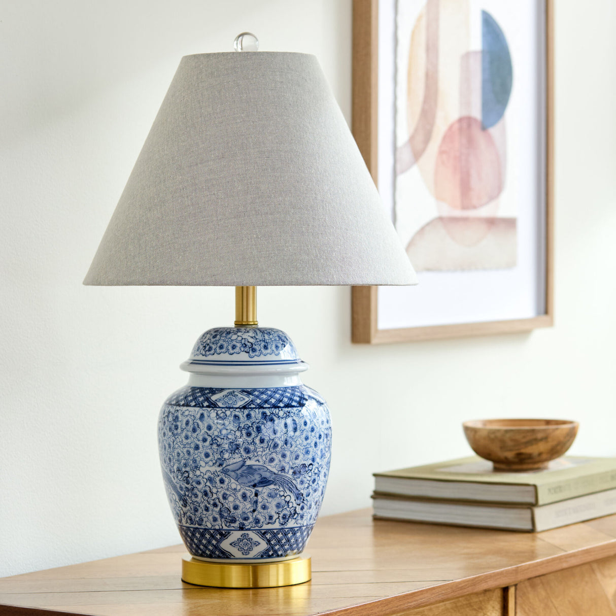   Modern European furniture - Floral Print Ceramic Table Lamp - www.oroa.com | Oroa.com