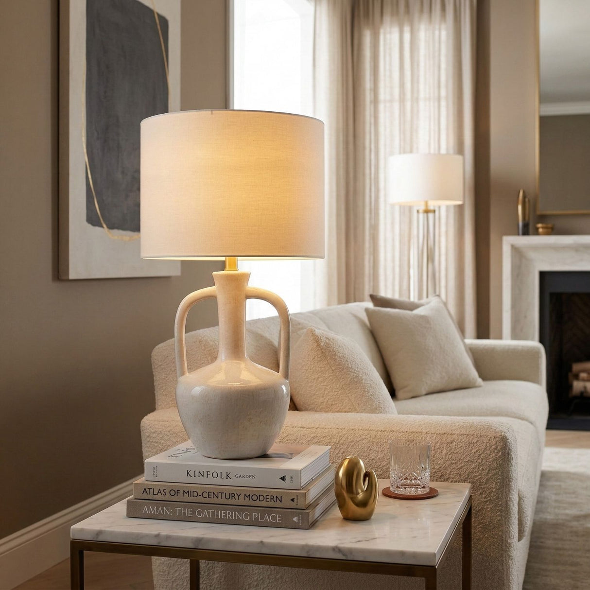   Modern European furniture - White Ceramic Amphora Table Lamp - www.oroa.com | Oroa.com
