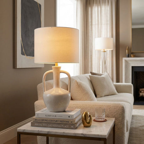   Modern European furniture - White Ceramic Amphora Table Lamp - www.oroa.com | Oroa.com