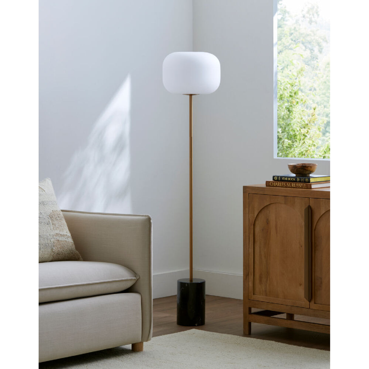   Modern European furniture - White Glass Accent Floor Lamp - www.oroa.com | Oroa.com