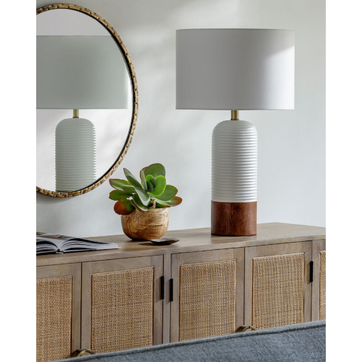   Modern European furniture - White Drum Linen Table Lamp - www.oroa.com | Oroa.com