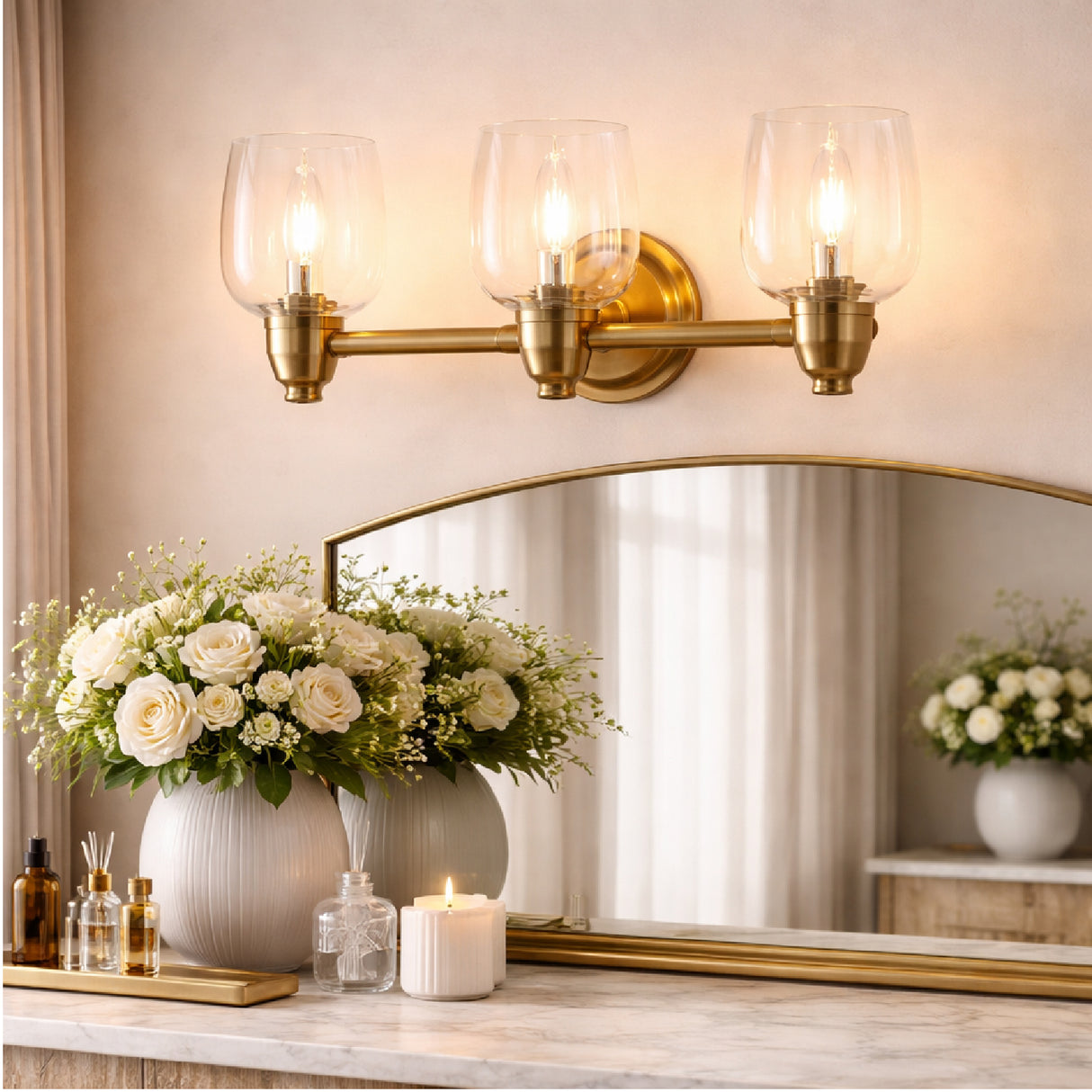   Modern European furniture - Gold Framed Glass Wall Lamp - www.oroa.com | Oroa.com