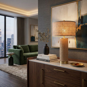   Modern European furniture - Tan Rattan Accent Table Lamp - www.oroa.com | Oroa.com