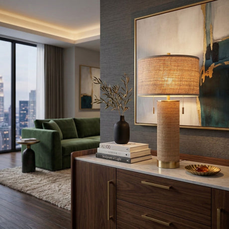  Modern European furniture - Tan Rattan Accent Table Lamp - www.oroa.com | Oroa.com