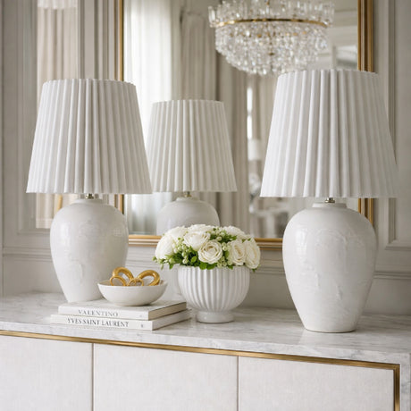   Modern European furniture - Pleated Linen Ceramic Table Lamps (2) - www.oroa.com | Oroa.com