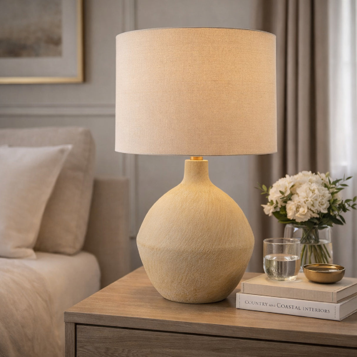   Modern European furniture - Linen Shade Ceramic Table Lamp - www.oroa.com | Oroa.com