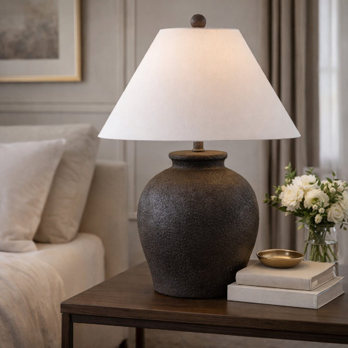   Modern European furniture - Ceramic White Linen Table Lamp - www.oroa.com | Oroa.com